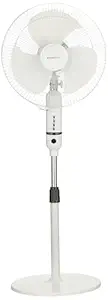 amazon basics High-Speed Oscillating Pedestal Fan I 3 Adjustable Fan Speeds | Rust Resistant Body, Adjustable Length | RPM 2200 | 400mm Sweep Length (White)