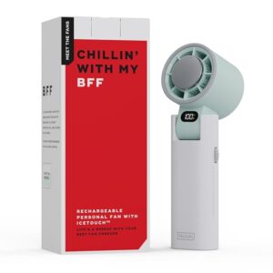 NUUK BFF Hand Fan, 13000 RPM Personal Fan with IceTouch™ Cooling | 3600mAh USB Rechargeable Battery [Up to 10H] | Quiet Foldable Fan for Travel, Commute, Office, Makeup & Outdoor | 100-Speed Dial