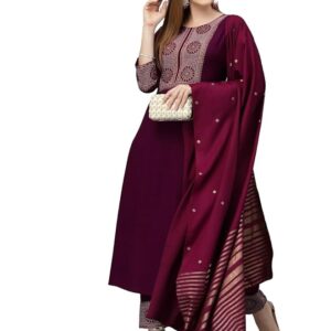 KLOSIA Women Viscose Embroidered Kurta And Pant Set With Dupatta, Kurta Set