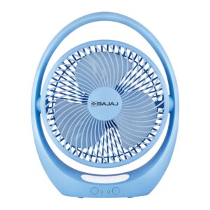 Bajaj Pygmy Go 178MM Mini Fan with LED Lighting | Rechargeable | USB Charging | 4-hours Battery Backup | 3 Speed | 2-Light Brightness Setting | High Speed