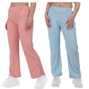 Girls Pants and Trousers for Daily Routine Multicolors Pants for Girls, Soft Lycra Stretchable Active Pant for Yoga Running Sports Activites Combo (Pack of 2)
